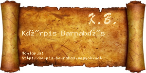 Kárpis Barnabás névjegykártya